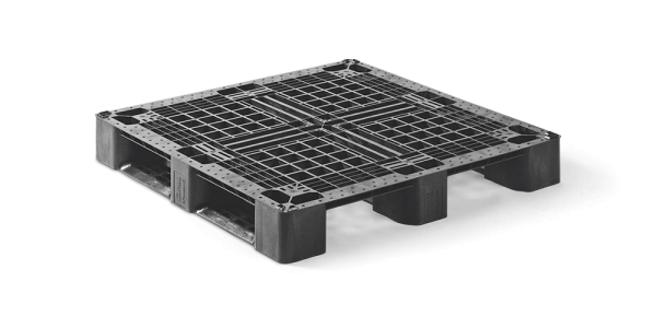 Kunststof pallet 1100 x 1100 open dek  3 onderlatten medium - Qp1111mb3r as - QP1111MB3R-AS
