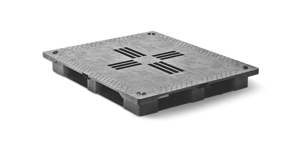 Kunststof pallet 1300 x 1100 gesloten dek 6 onderlatten medium - Qp1311mb6rr cd - QP1311MB6R-ASCD