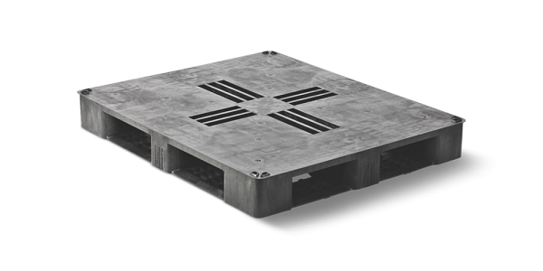 Kunststof pallet 1220 x 1020 gesloten dek 6 onderlatten medium - Qp4048mb6rr cd - QP4048MB6RR-CD